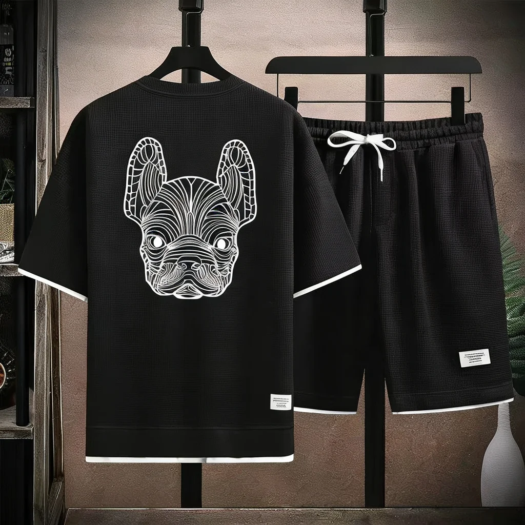 Street Fashion Style - ฤดูร้อนผู้ชายเสื้อยืดแขนสั้นลำลองแห้งเร็วและกางเกงขาสั้นชุดแฟชั่นสตรีทแฟชั่นวิ่งกีฬาชุด 2 ชิ้น