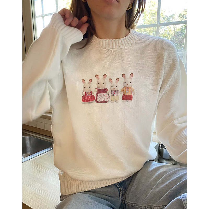 Korean Street Fashion Female - เสื้อสเวตเตอร์แบบสวมหัวแนวสตรีทสไตล์โกธิคน่ารักใหม่สำหรับฤดูใบไม้ผลิเสื้อกันหนาวแบบถักแบบสวมหัวแนวย้อนยุค Y2K ของผู้ชายผู้หญิงสไตล์ฮาราจูกุพังก์