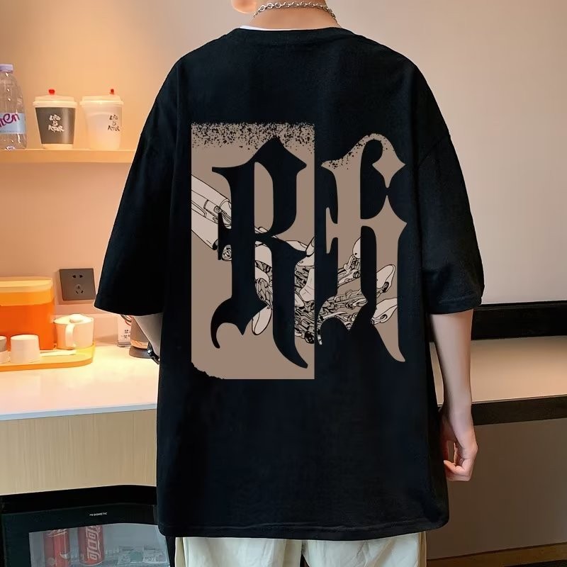 Street Fashion Outfit For Men - 8XL ผู้ชายขนาดใหญ่แฟชั่นเกาหลีหลวมตัวอักษรศิลปะพิมพ์แขนสั้นคอกลมอเนกประสงค์แนวโน้มชุดคู่