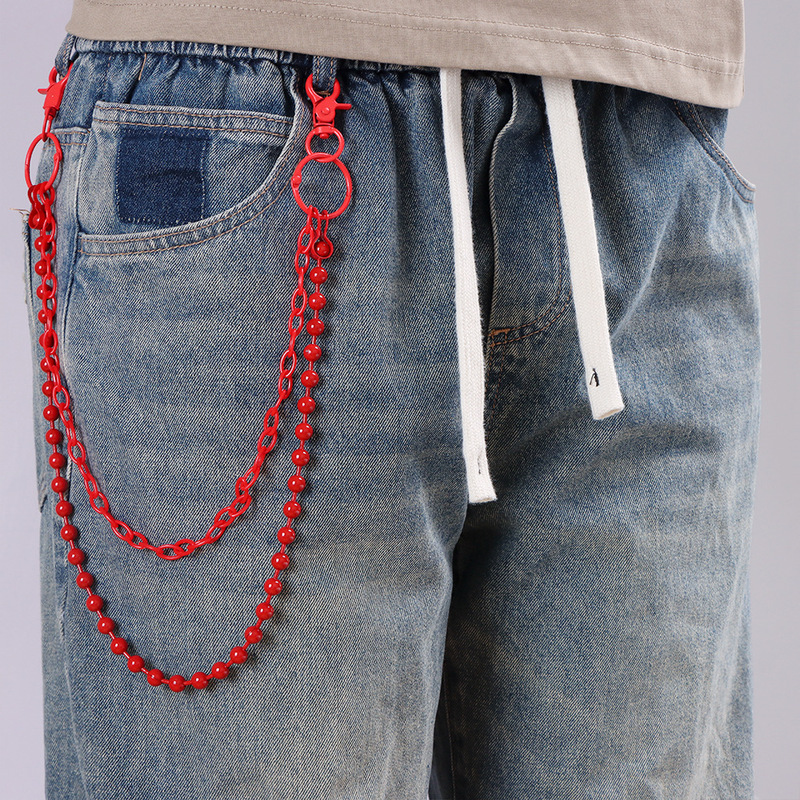 โซ่กางเกงหลายชั้นประดับลูกปัดส - Girl Fashion Street บทวิจารณ์และราคา