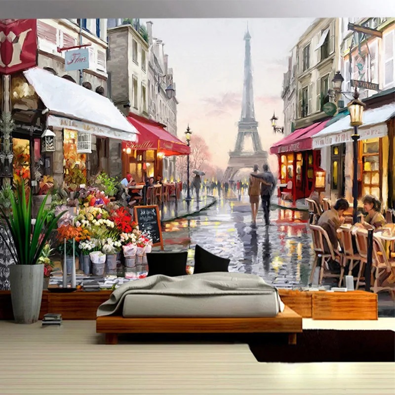 ภาพวาดสีน้ำมันแนวถนนสไตล์ยุโรป - Street Fashion Wallpaper บทวิจารณ์และราคา