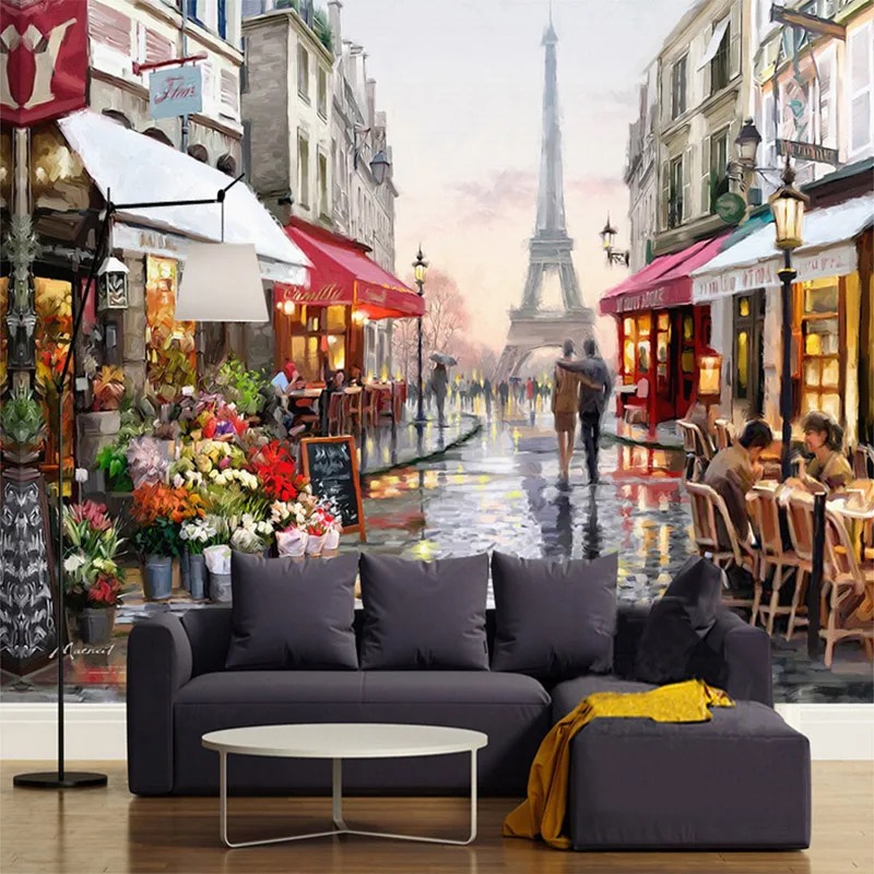 ภาพวาดสีน้ำมันแนวถนนสไตล์ยุโรป - Street Fashion Wallpaper บทวิจารณ์และราคา