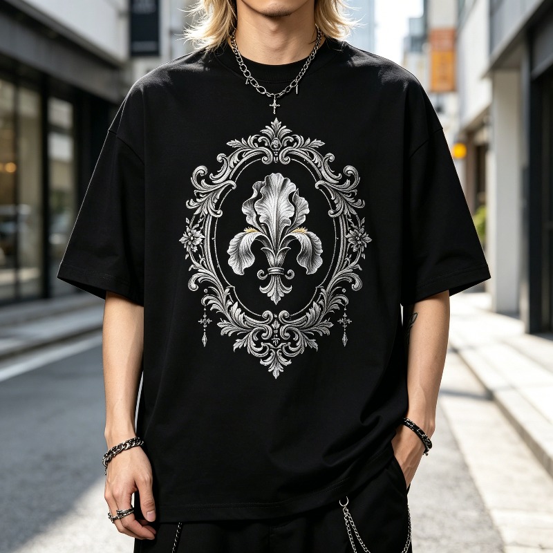 เสื้อยืดกราฟิกสไตล์บาโรกและเฟล - Street Fashion Outfit For Men บทวิจารณ์และราคา