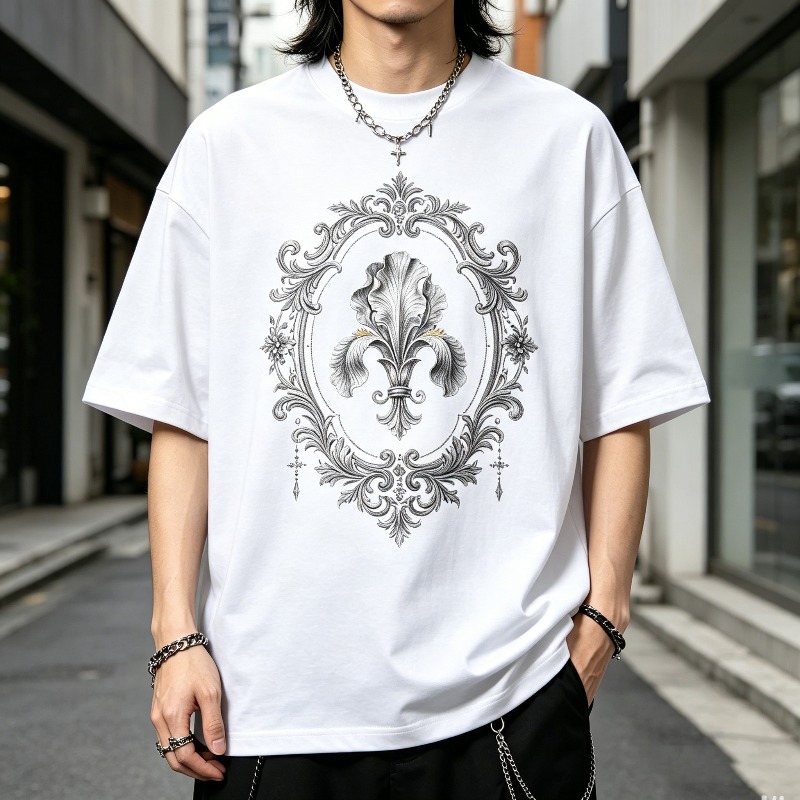 เสื้อยืดกราฟิกสไตล์บาโรกและเฟล - Street Fashion Outfit For Men บทวิจารณ์และราคา