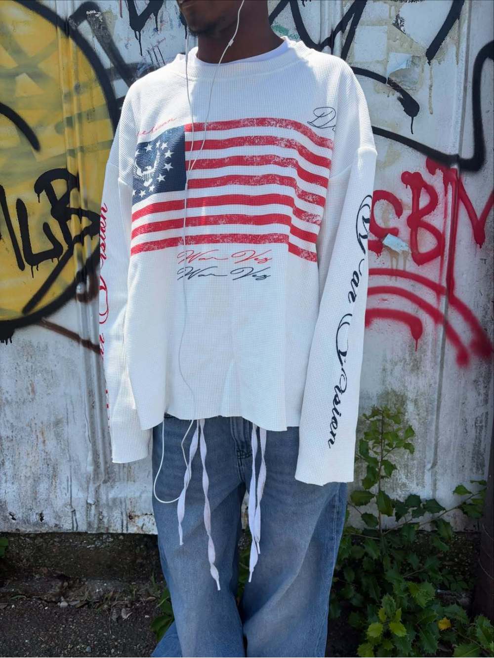 เสื้อแขนยาวสไตล์วอฟเฟิลพิมพ์ลา - Street Fashion Style บทวิจารณ์และราคา
