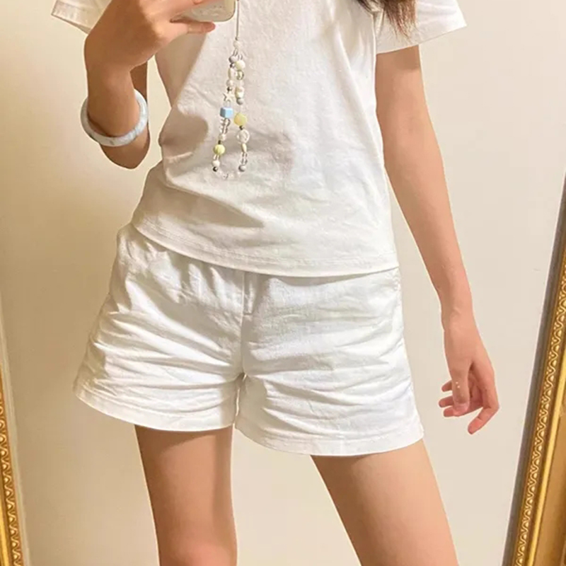 กางเกงขาสั้นผ้าฝ้ายเอวสูงผู้หญ - Korean Street Fashion Female บทวิจารณ์และราคา
