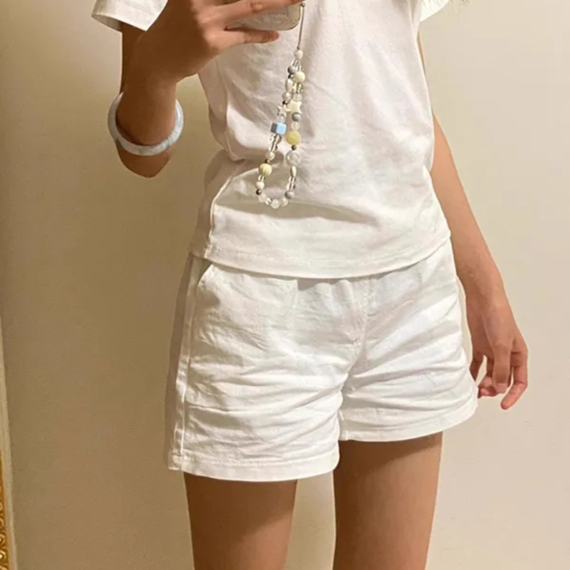 กางเกงขาสั้นผ้าฝ้ายเอวสูงผู้หญ - Korean Street Fashion Female บทวิจารณ์และราคา